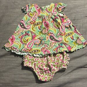 Vera Bradley Baby Girls Tutti Frutti Dress 3-6 Months Green Pink Paisley GW1